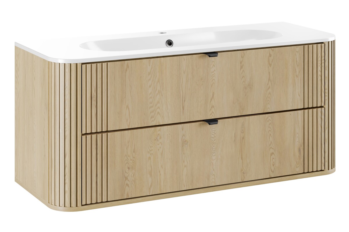 Set dulap Comad Ovalia Cremona OVALIA CREMONA 82-120-46-2S, lavoar Comad Pure PURE WHITE GLOSS UM 120-46