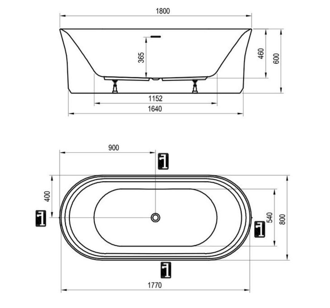 Ravak Ypsilon cadă freestanding 180x80 cm bicolor XC00100085