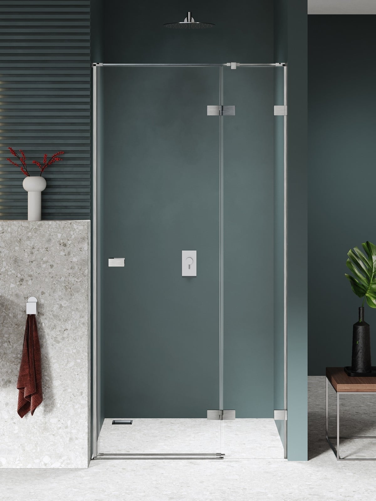 New Trendy Avexa Nickel Brushed uși de duș 130 cm înclinabilă nichel periat/sticlă transparentă EXK-8468