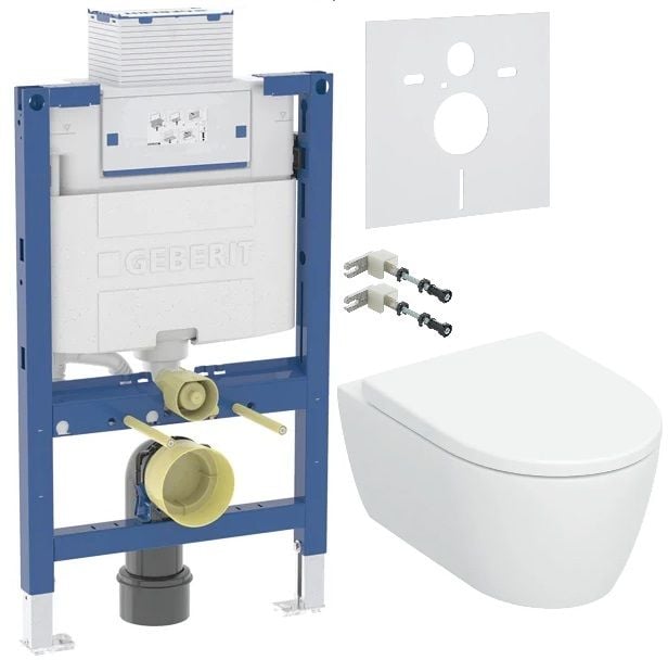 Set vas WC cu capac soft-close Geberit iCon 503.046.00.1, cadru încastrat Geberit Duofix 111.003.00.2, 111.815.00.1, 156.050.00.1