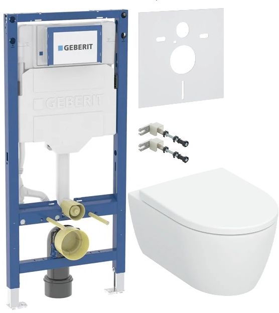 Set vas WC cu capac soft-close Geberit iCon 503.046.00.1, cadru încastrat Geberit Duofix 111.320.00.6, 111.815.00.1, 156.050.00.1