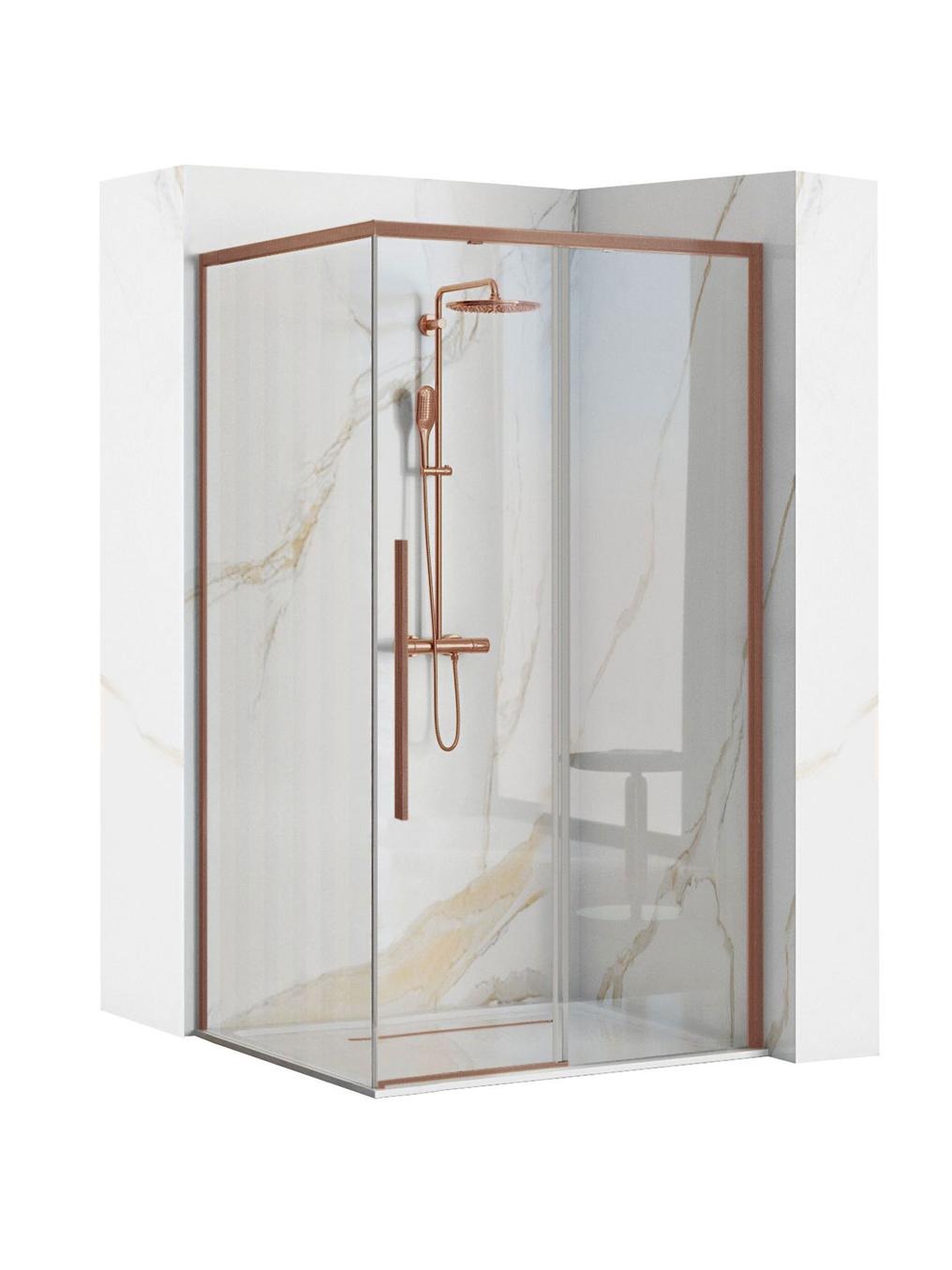 Rea Solar Brush Copper cabină de duș 90x90 cm pătrat cupru mat/sticlă transparentă REA-K9512