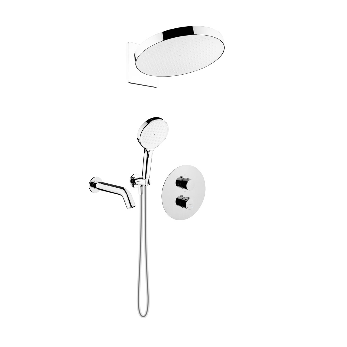 Set baterie cadă-duș Oltens Katla 34600100, cap de duș Oltens Regna 37009100, 39403100, 39100100, 37109100, 39304100, 37200100