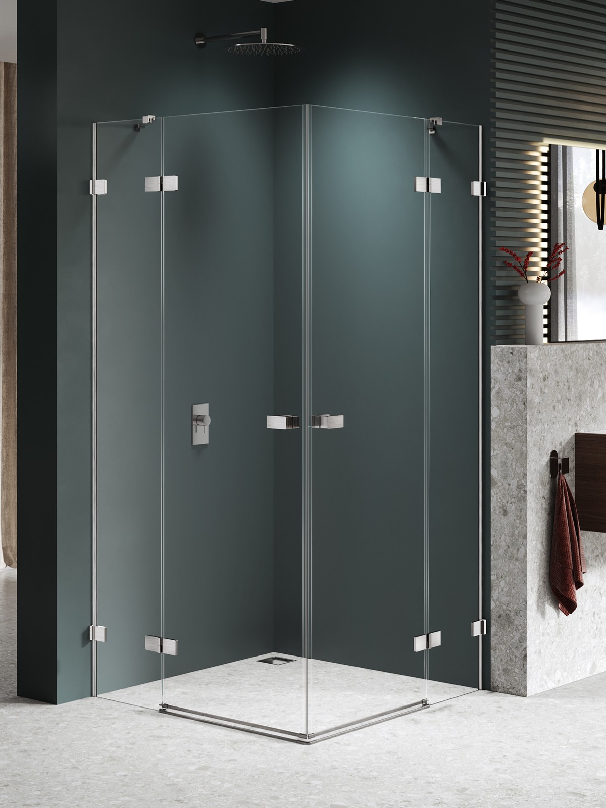 New Trendy Avexa Nickel Brushed cabină de duș 90x80 cm dreptunghiular periat/sticlă transparentă EXK-8536