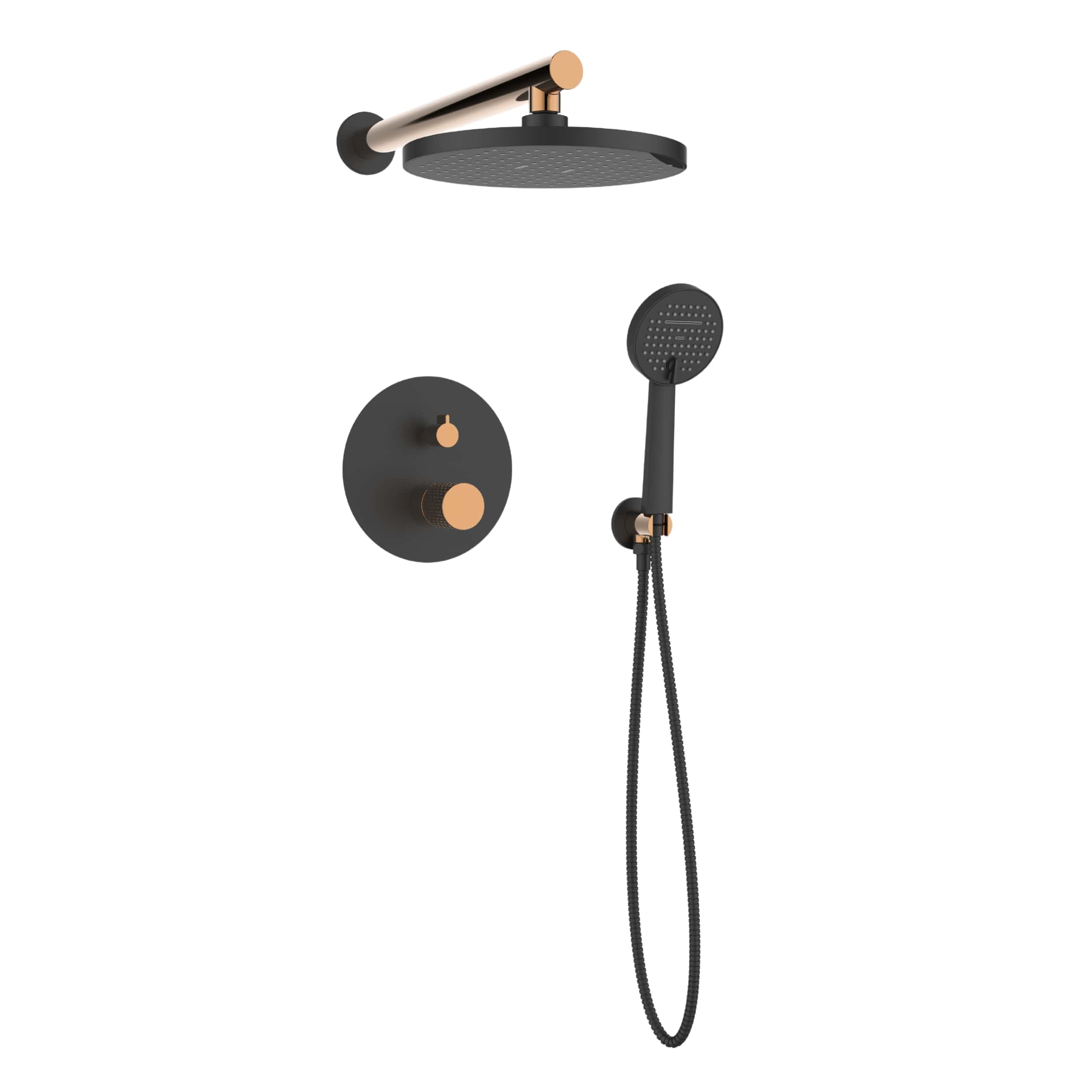 Invena Moonlight set de duș ascuns cu duș de ploaie negru BS-77-014