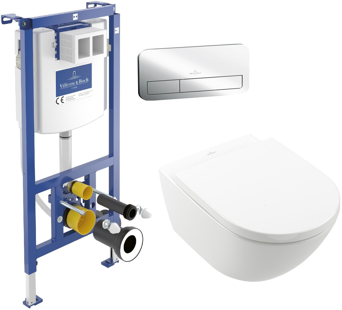 Set set vas și capac Villeroy & Boch Subway 3.0 4670TSR1, cadru încastrat Villeroy & Boch ViConnect 92242700, 92249061