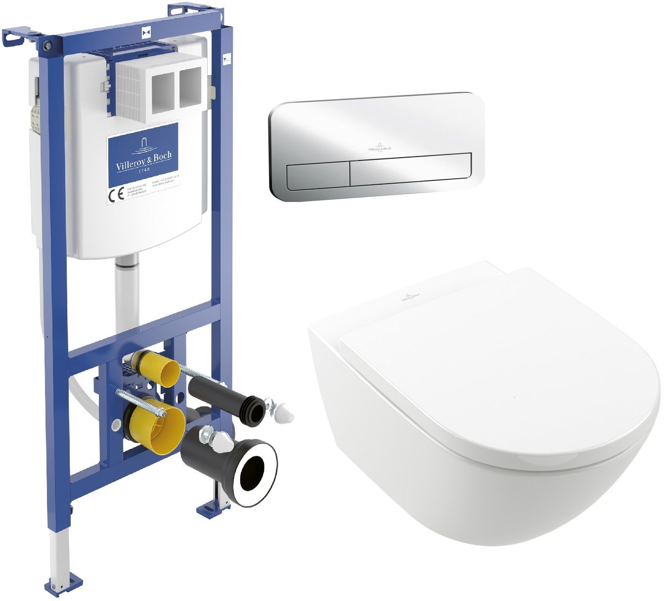 Set set vas și capac Villeroy & Boch Subway 3.0 4670TS01, cadru încastrat Villeroy & Boch ViConnect 92242700, 92249061