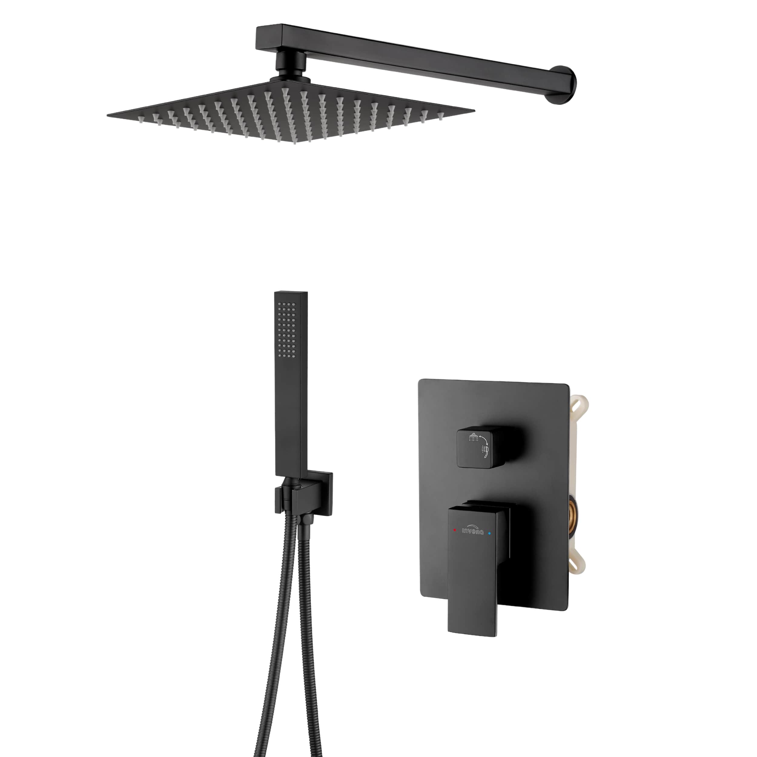 Invena Paros set de duș ascuns cu duș de ploaie negru BS-09-004