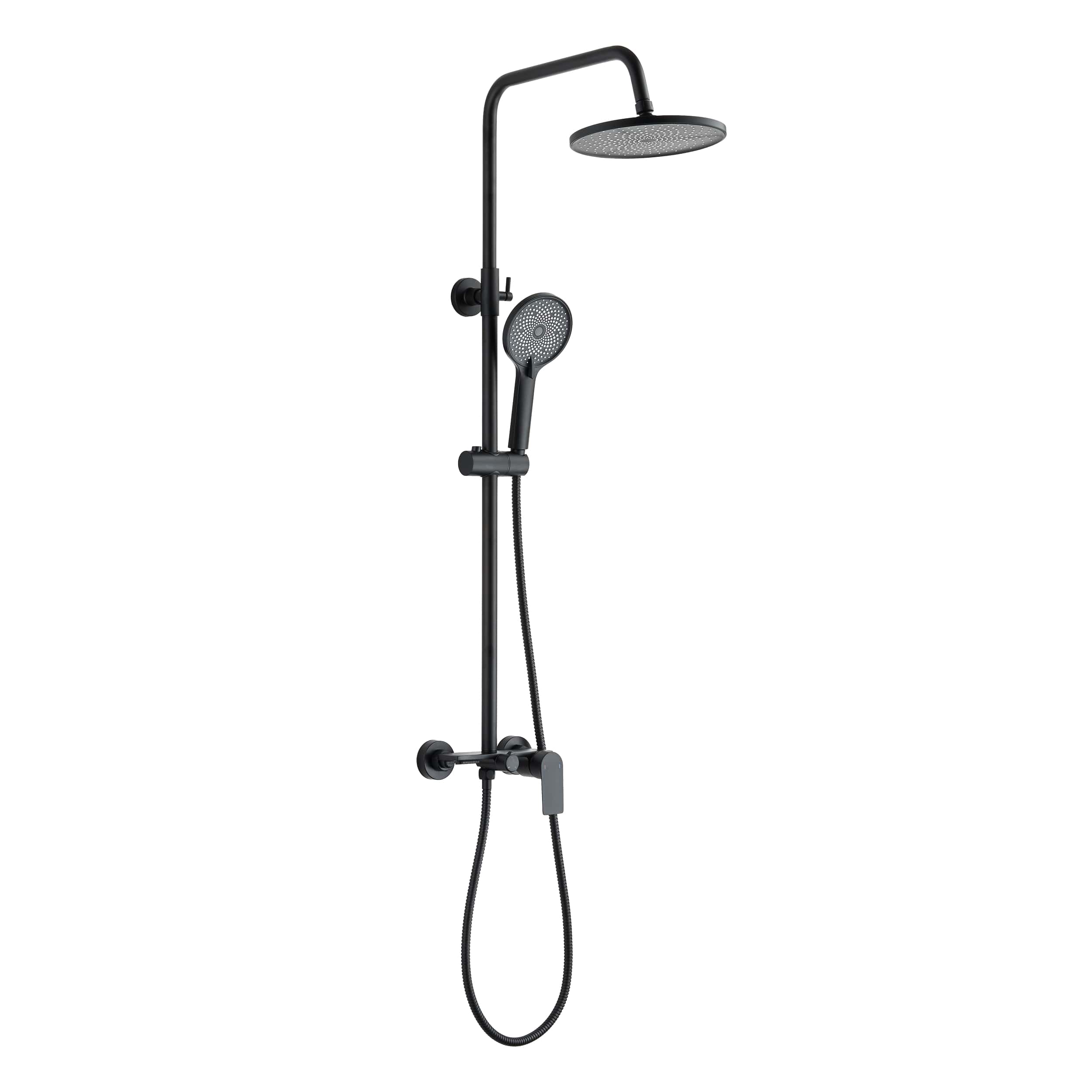 Invena Rikia set de duș perete cu duș de ploaie negru AU-24-B04