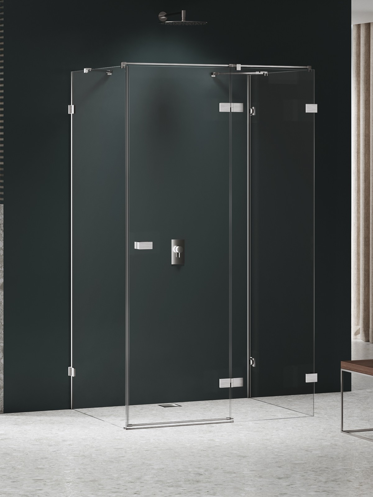 New Trendy Avexa Nickel Brushed cabină de duș 90x80 cm dreptunghiular periat/sticlă transparentă EXK-8596