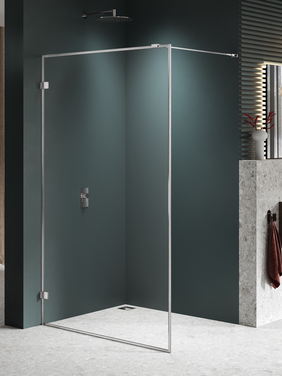 New Trendy Avexa Nickel Brushed perete cabină de duș walk-in 90 cm periat/sticla transparentă EXK-8650