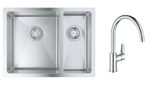 Set chiuveta din otel Grohe K700 31577SD1, baterie bucătărie Grohe Start Edge 30529001