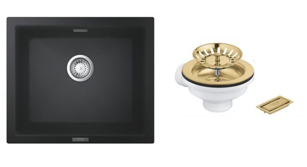 Set chiuvetă din granit Grohe K700 31654AP0, set de scurgere Grohe 40997GN0