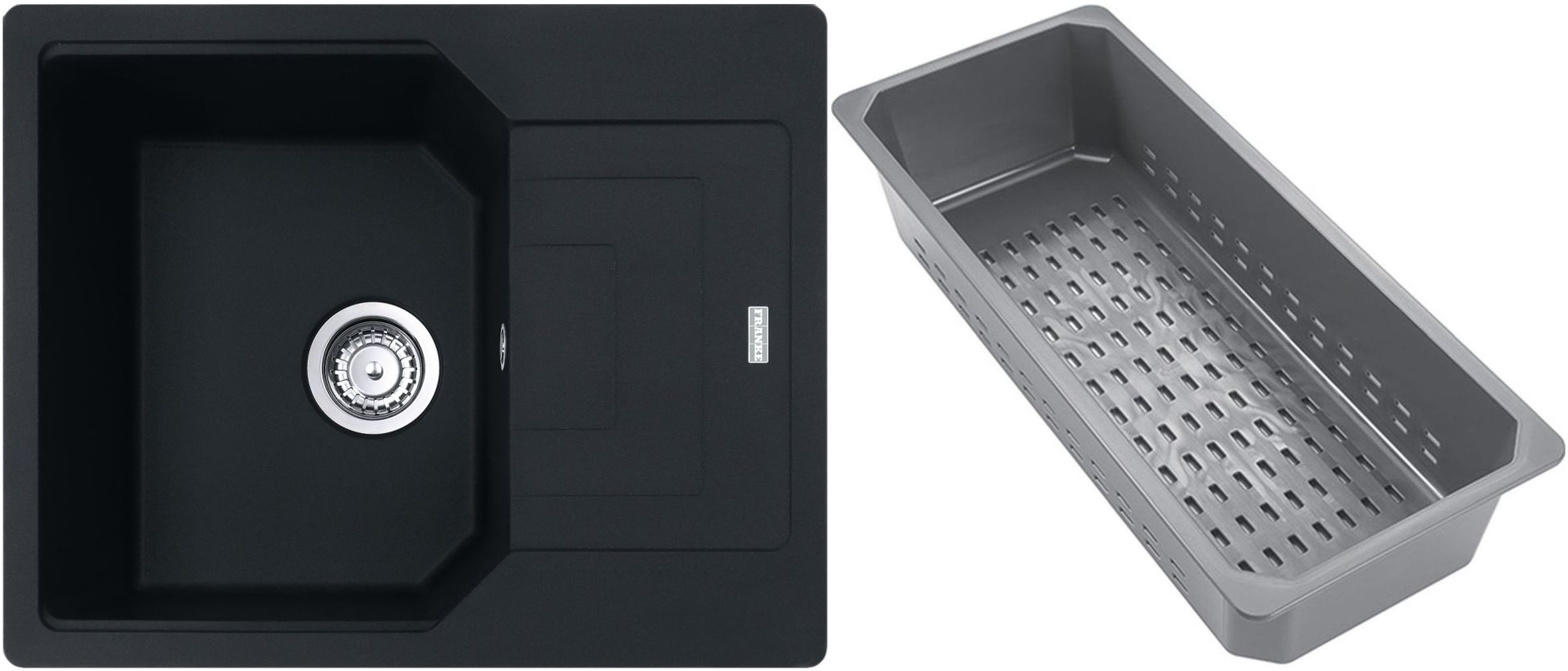 Franke Urban chiuvetă din granit cu inserție de scurgere 62x50 cm negru 114.0741.986