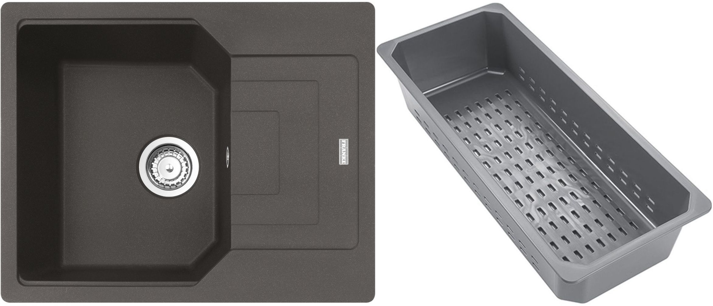 Franke Urban chiuvetă din granit cu inserție de scurgere 62x50 cm gri/grafit/onix 114.0741.984