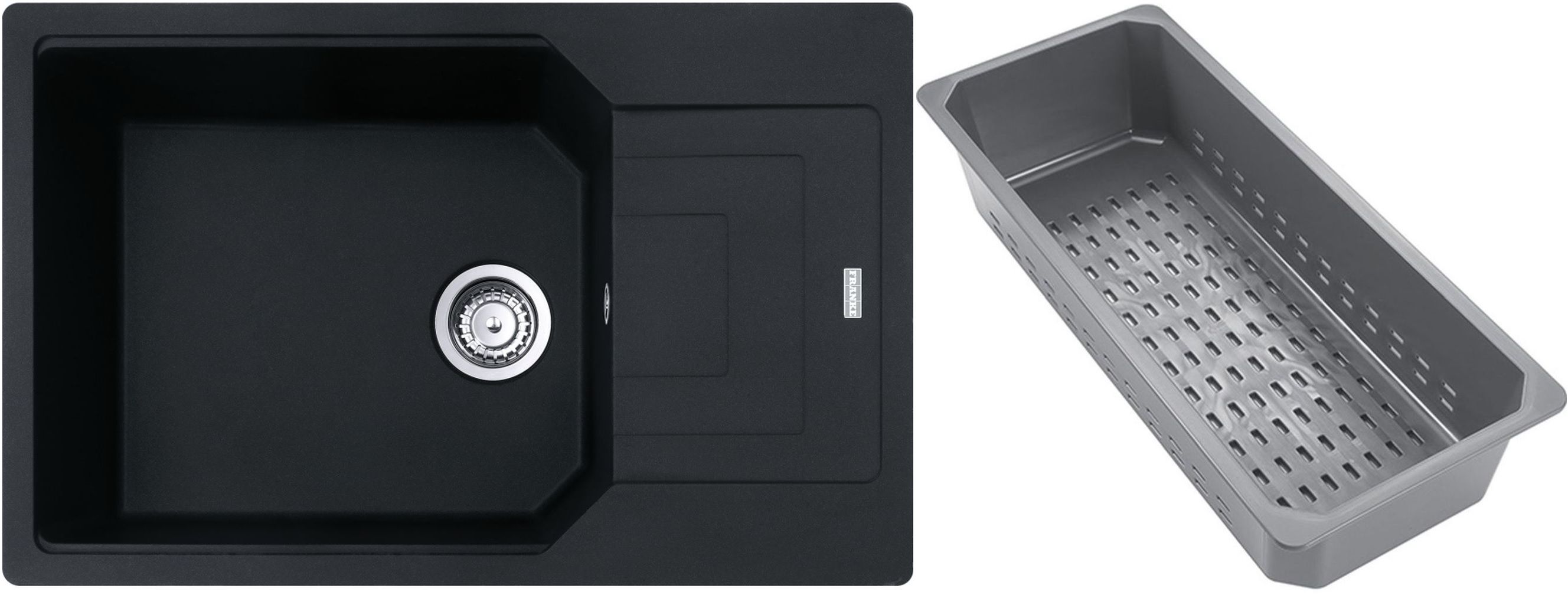 Franke Urban chiuvetă din granit cu inserție de scurgere 78x50 cm negru 114.0741.990