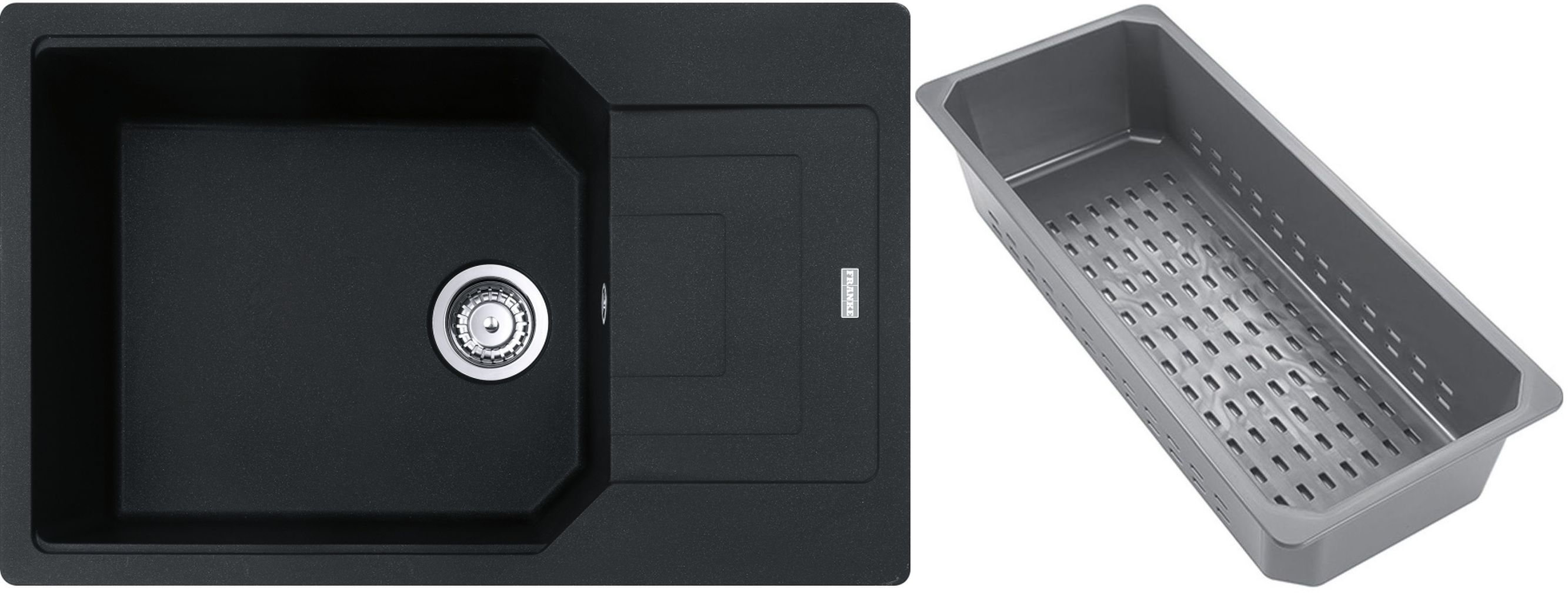 Franke Urban chiuvetă din granit cu inserție de scurgere 78x50 cm negru 114.0741.989