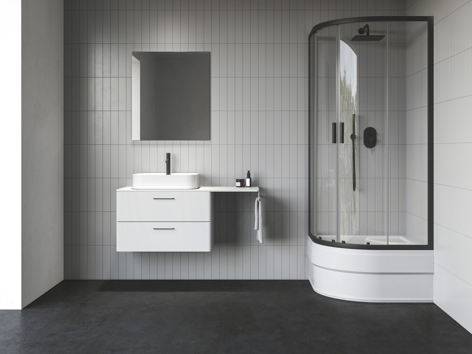 Ravak Blix II cabină de duș 80x80 cm semicircular negru mat/sticlă transparentă 3BM40340Z1