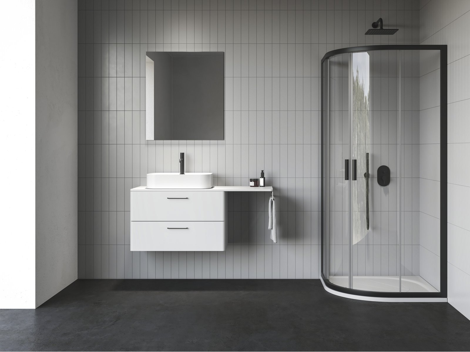 Ravak Blix II cabină de duș 80x80 cm semicircular negru mat/sticlă transparentă 3BM40300Z1