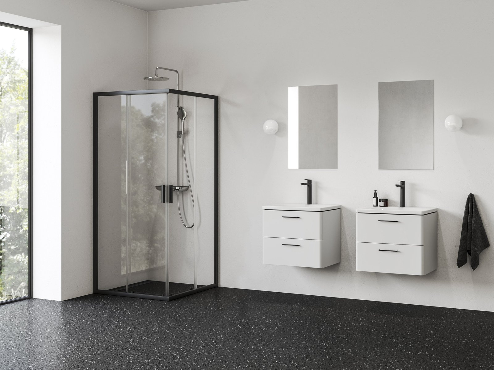 Ravak Blix II cabină de duș 80x80 cm pătrat negru mat/sticlă transparentă 1LM40300Z1