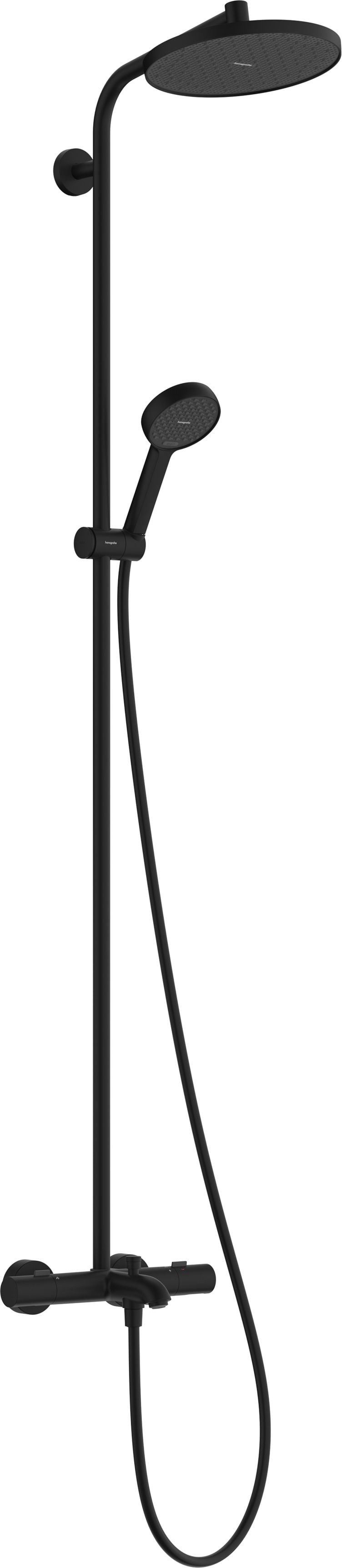 Hansgrohe Activera S set cadă și duș perete cu termostat cu duș de ploaie negru 28871670