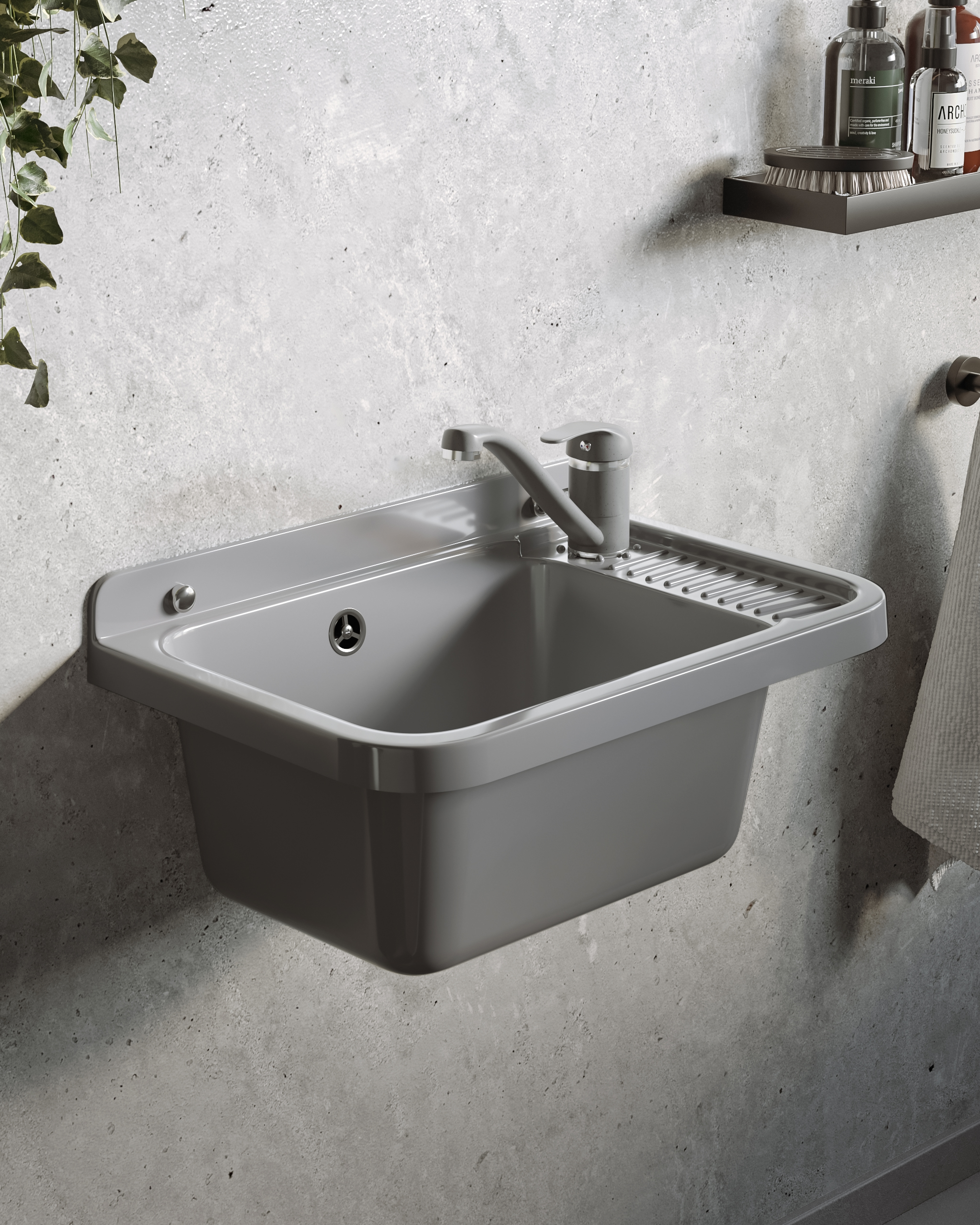 Pyramis Neo lavoar de grădină cu baterie 51x34 cm plastic 070179501 A