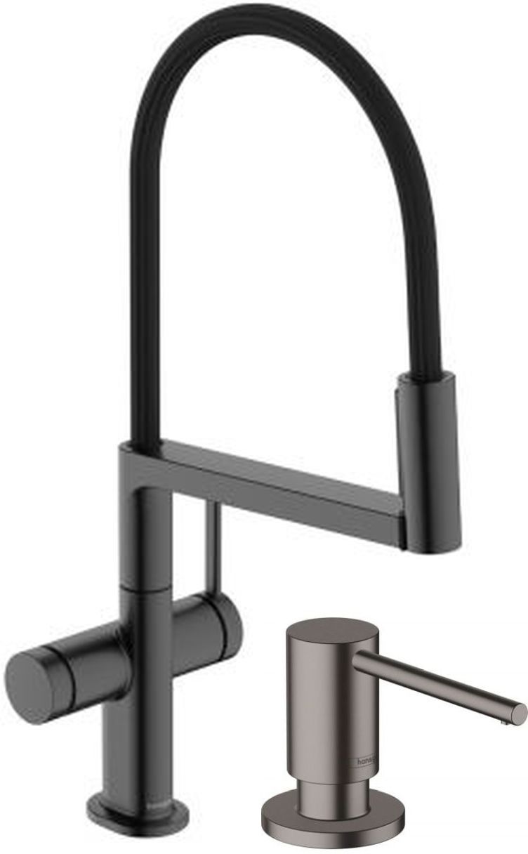 Set baterie bucătărie Hansgrohe Talis Select M54 PowderSpray 72861340, dozator de lichid Hansgrohe A41 40438340