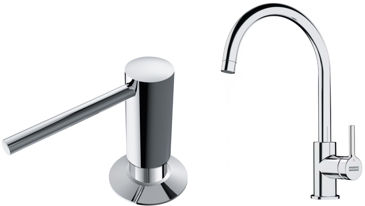 Set baterie bucătărie Franke Lina 115.0693.228, dozator de lichid Franke Comfort 119.0584.065