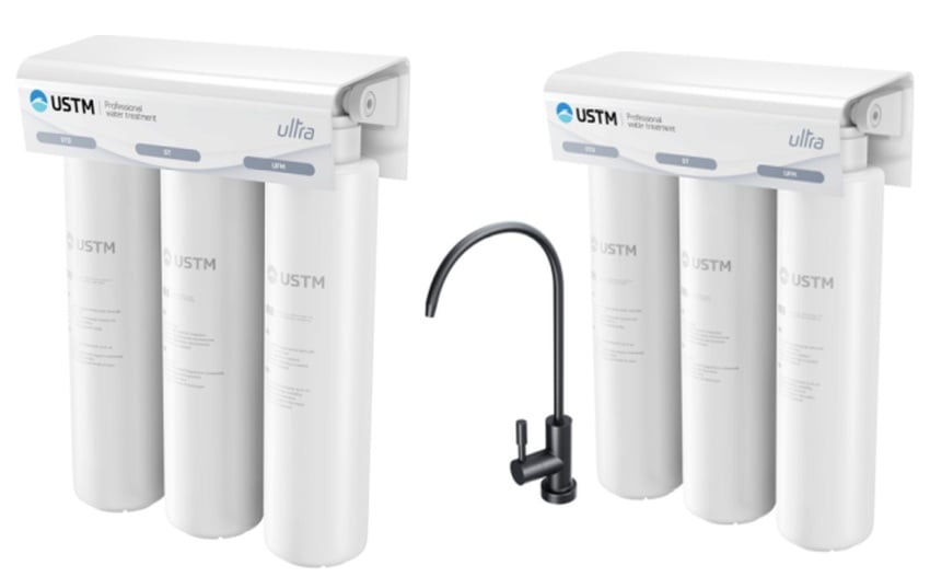 Set filtru sub chiuvetă USTM Ultra ULTRABLACKSTYLE, cartuș de filtru USTM Ultra ULTRAUFM, ULTRASTO, ULTRAST