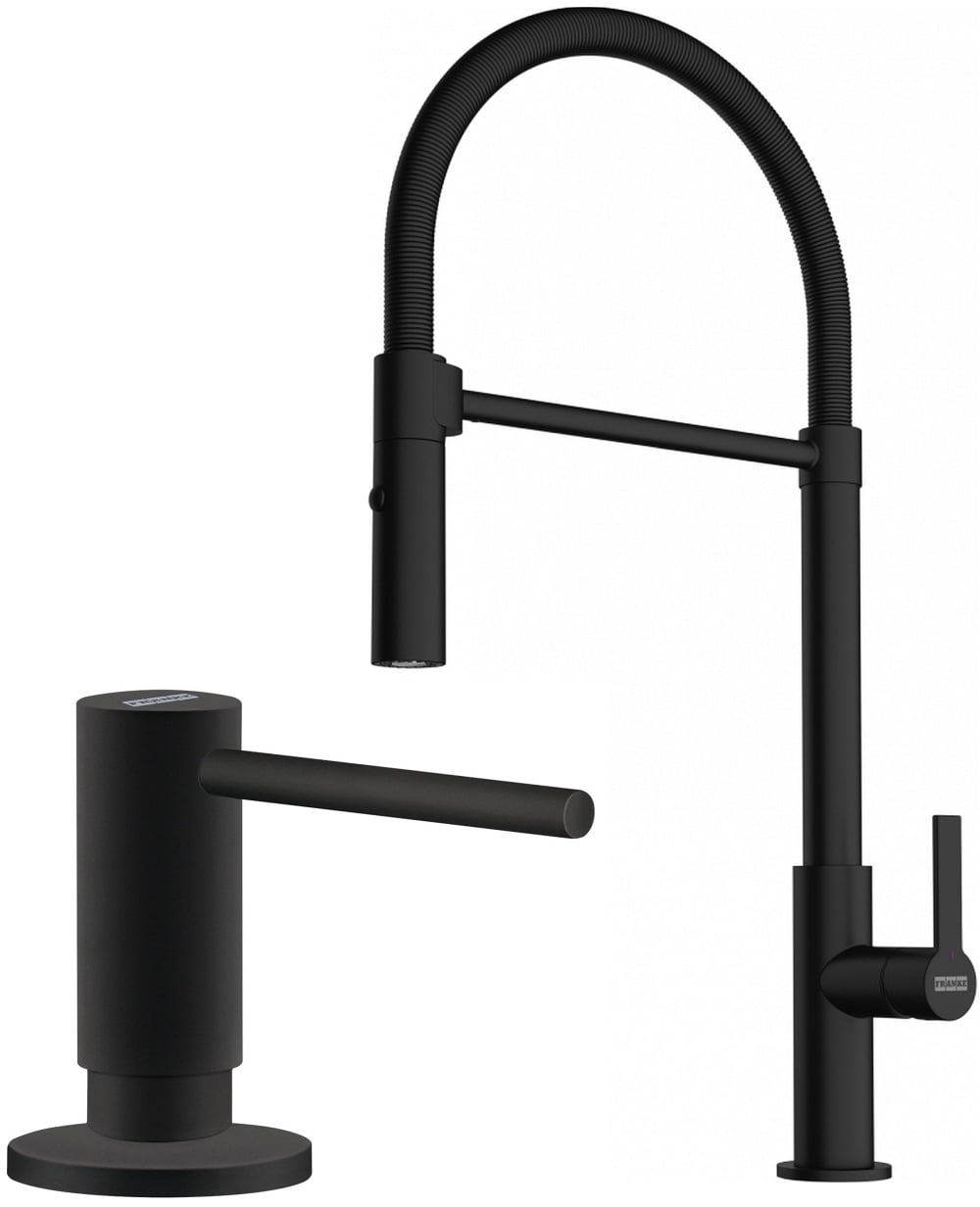 Set baterie bucătărie Franke Maris Slim Semi-Pro 115.0728.396, dozator de lichid Franke Active SM 119.0547.906