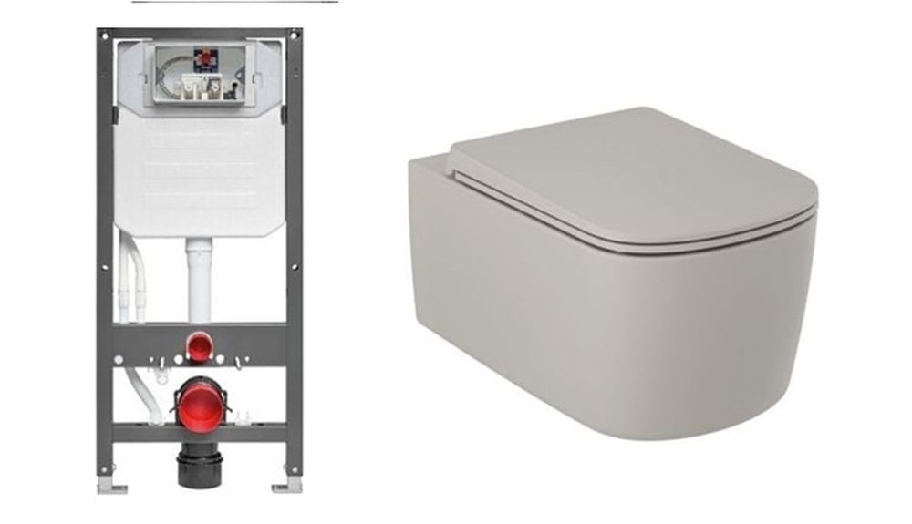 Set vas WC cu capac soft-close Kludi Resa S 27WCSETO2, cadru încastrat Kludi Unifix 79300