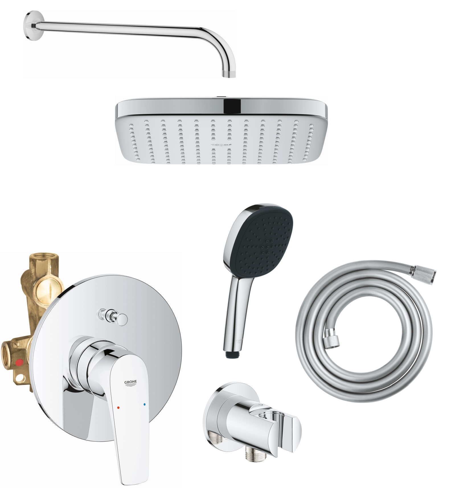 Set baterie cadă-duș Grohe Start Flow 29117000, cap de duș Grohe Vitalio Comfort 26695000, 27851000, 26962001, 2639710E, 28741002