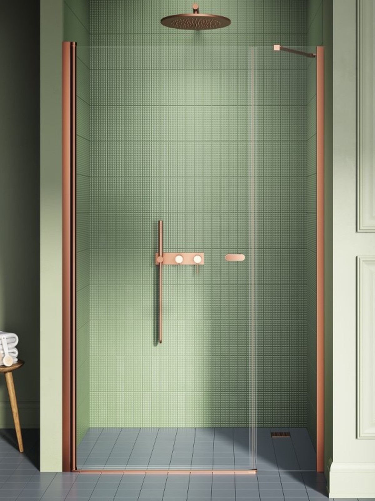 New Trendy New Soleo Copper Brushed uși de duș 120 cm înclinabilă cupru periat/sticlă transparentă D-0948A