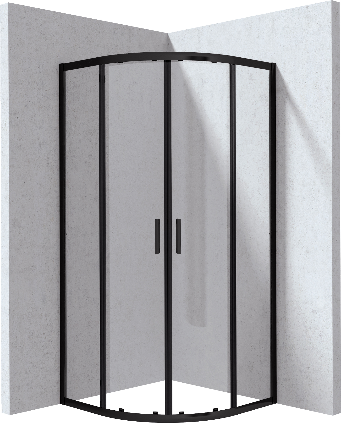 Deante Funkia Evo cabină de duș 80x80 cm semicircular negru mat/sticlă transparentă KYP_N088P