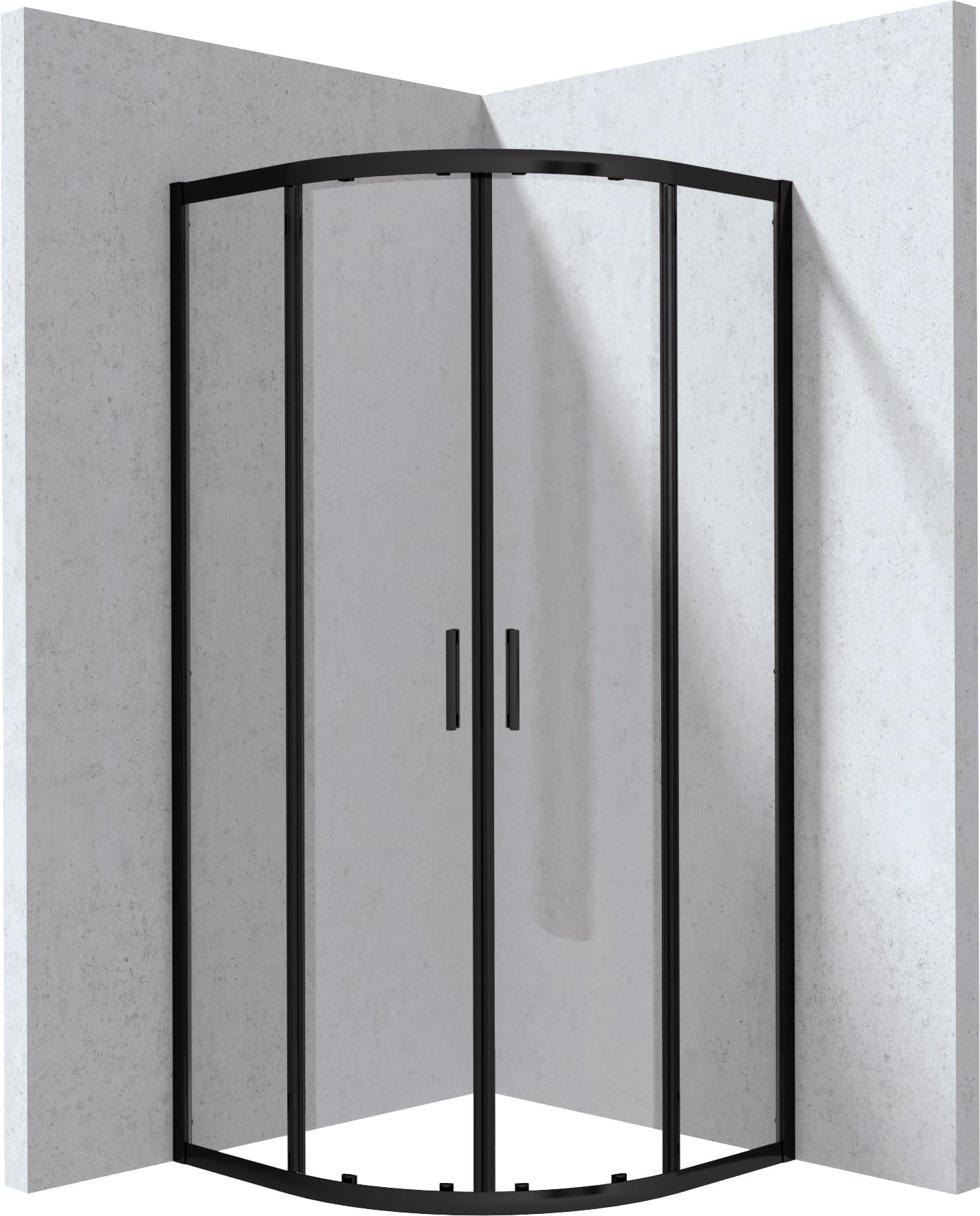 Deante Funkia Evo cabină de duș 90x90 cm semicircular negru mat/sticlă transparentă KYP_N099P