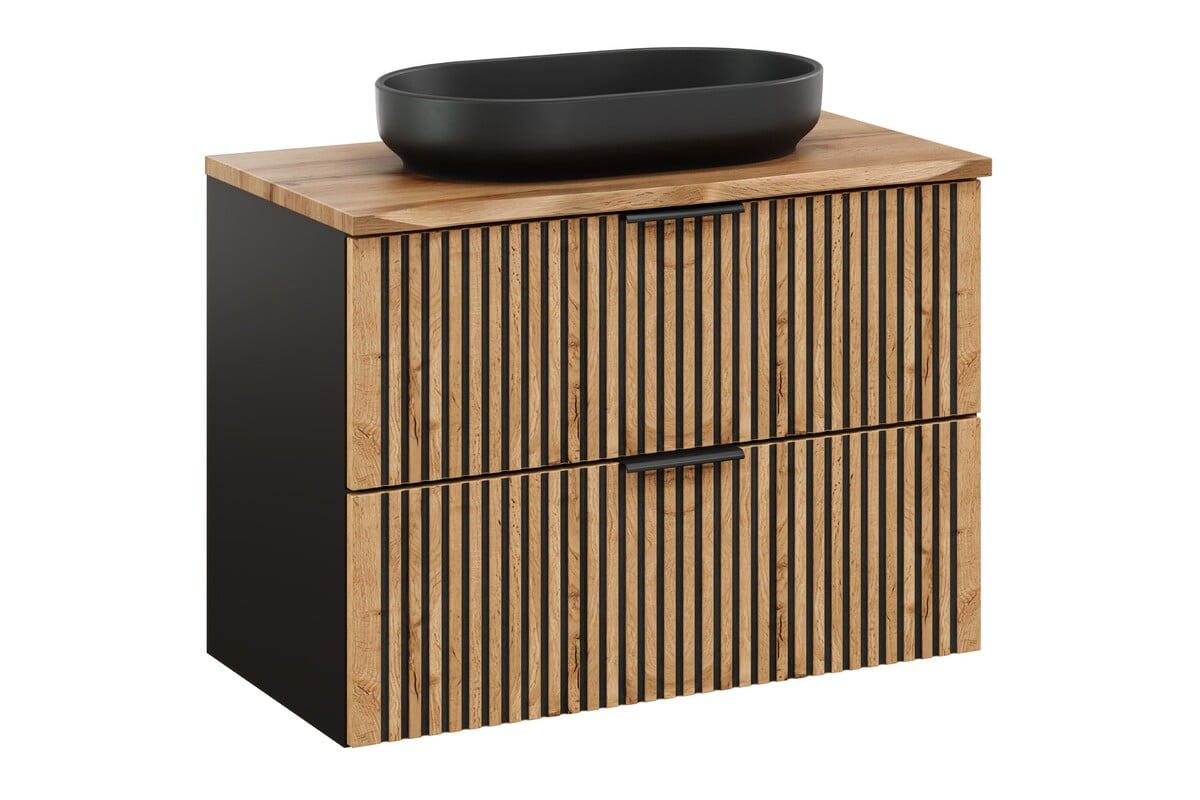 Set dulap Comad Xilo XILO BLACK WOTAN 82-80-D-2S, lavoar Comad River 2 RIVER 2 BLACK MATT UN 55 ( E-6594 ), NATURE WOTAN 89-80-46 M