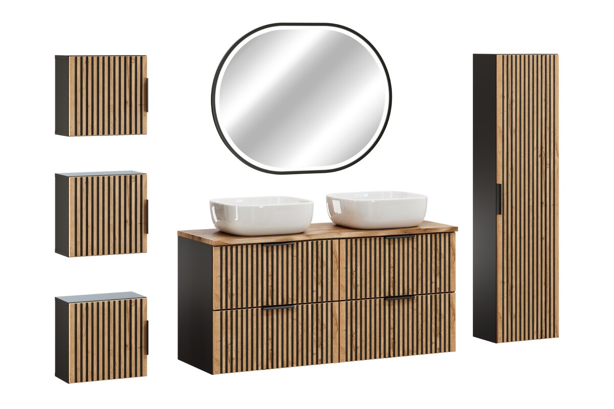 Set oglindă Comad Apollo 2 LUSTRO APOLLO 2 900X700, dulap Comad Xilo XILO BLACK WOTAN 80-01-D-1D, XILO BLACK WOTAN 82-60-D-2S, NATURE WOTAN 89-120-46 M, XILO BLACK WOTAN 83-01-D-1D, UM-6252SMILE40DP