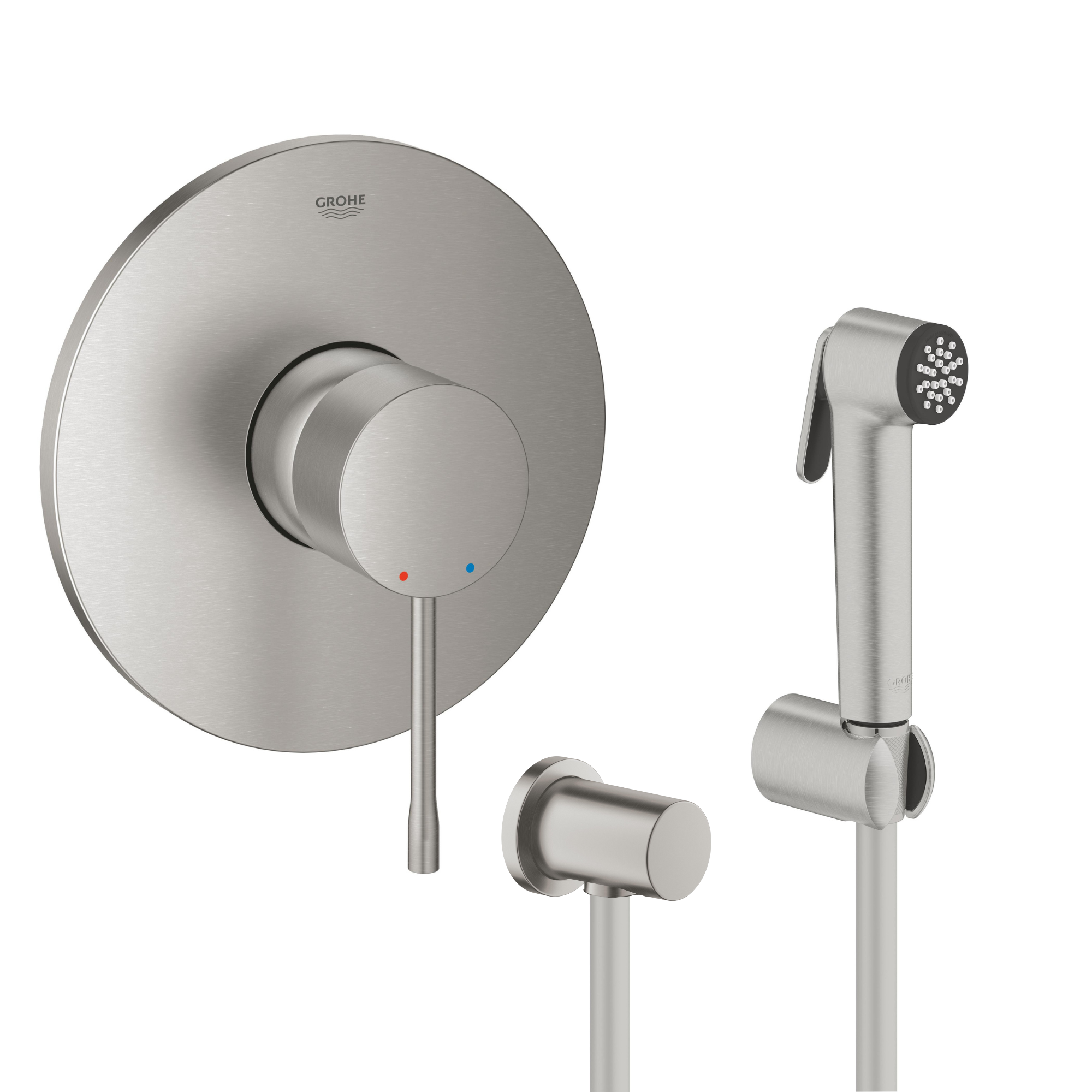 Set baterie de duș Grohe Essence 24057DC1, set baterie bideu Grohe Tempesta 27513DC1, 27057DC0