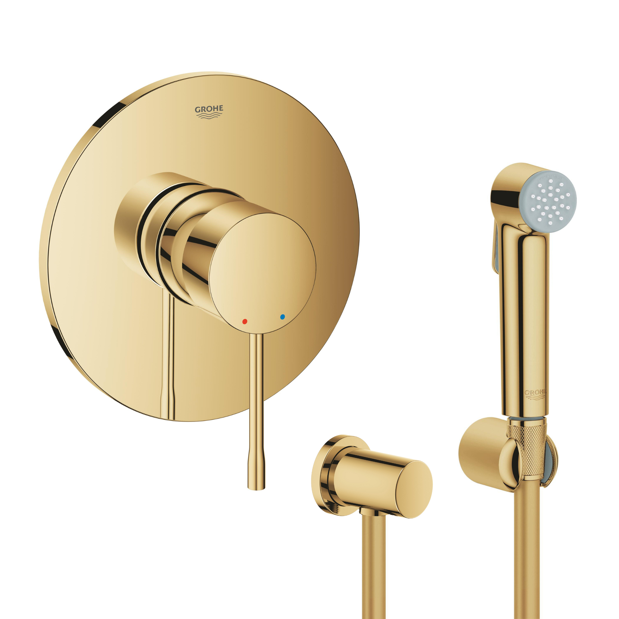 Set baterie de duș Grohe Essence 24057GL1, set cap de bideu Grohe Tempesta 27513GL1, 27057GL0