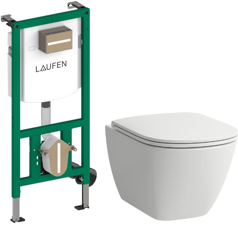 Set vas WC cu capac soft-close Laufen Lua H8660820000001, cadru încastrat Laufen Ineo H9201140000001