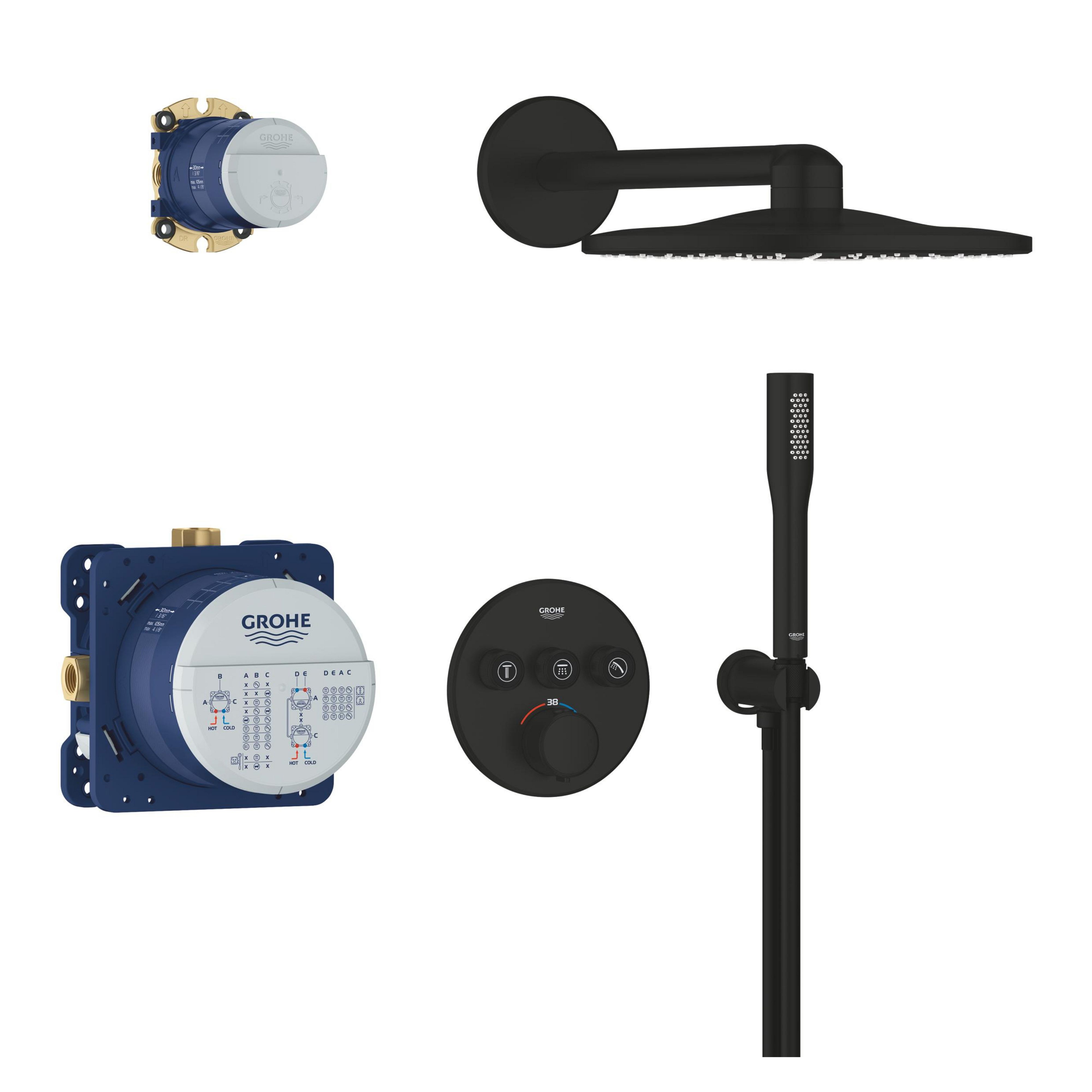 Grohe Precision Smartcontrol set cadă și duș ascuns cu termostat cu duș de ploaie negru 348742430