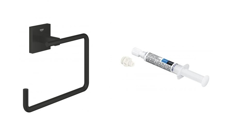 Set suport prosop Grohe Start Cube 409752430, adeziv Grohe QuickGlue 41127000