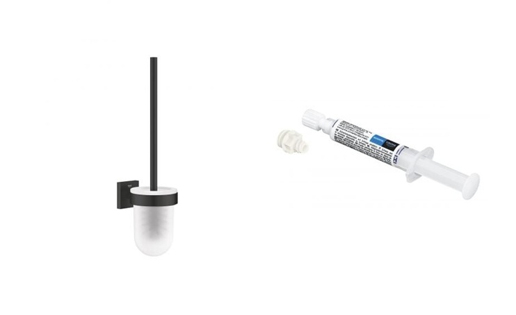 Set perie de toaletă Grohe Start Cube 409772430, adeziv Grohe QuickGlue 41127000