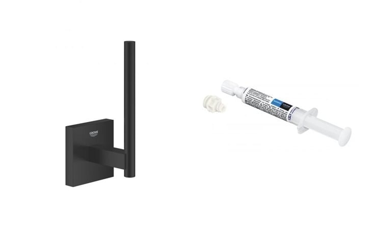 Set suport pentru hârtie igienică Grohe Start Cube 409792430, adeziv Grohe QuickGlue 41127000
