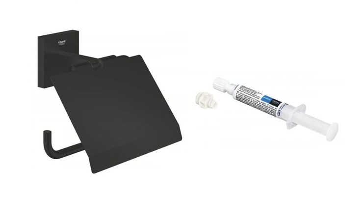 Set suport pentru hârtie igienică Grohe Start Cube 411022430, adeziv Grohe QuickGlue 41127000