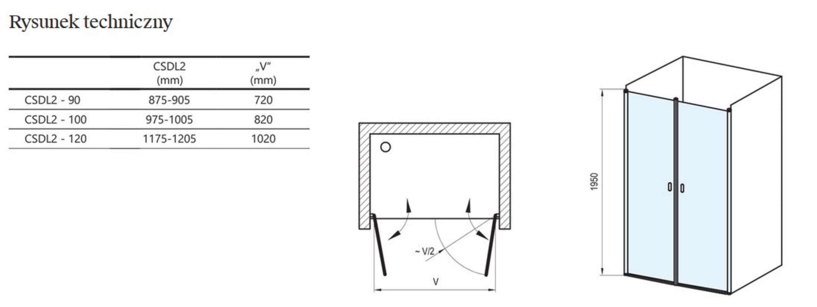 Ravak Chrome uși de duș 120 cm înclinabilă negru mat/sticlă transparentă 0QVGC30LZ1