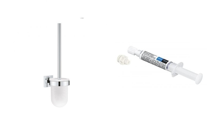 Set perie de toaletă Grohe Start Cube 40977000, adeziv Grohe QuickGlue 41127000