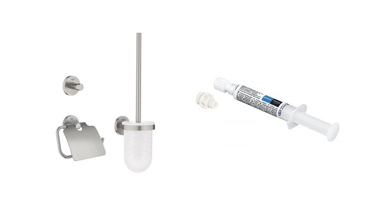 Set set de accesorii 3 în 1 Grohe Start 41204DC0, adeziv Grohe QuickGlue 41127000