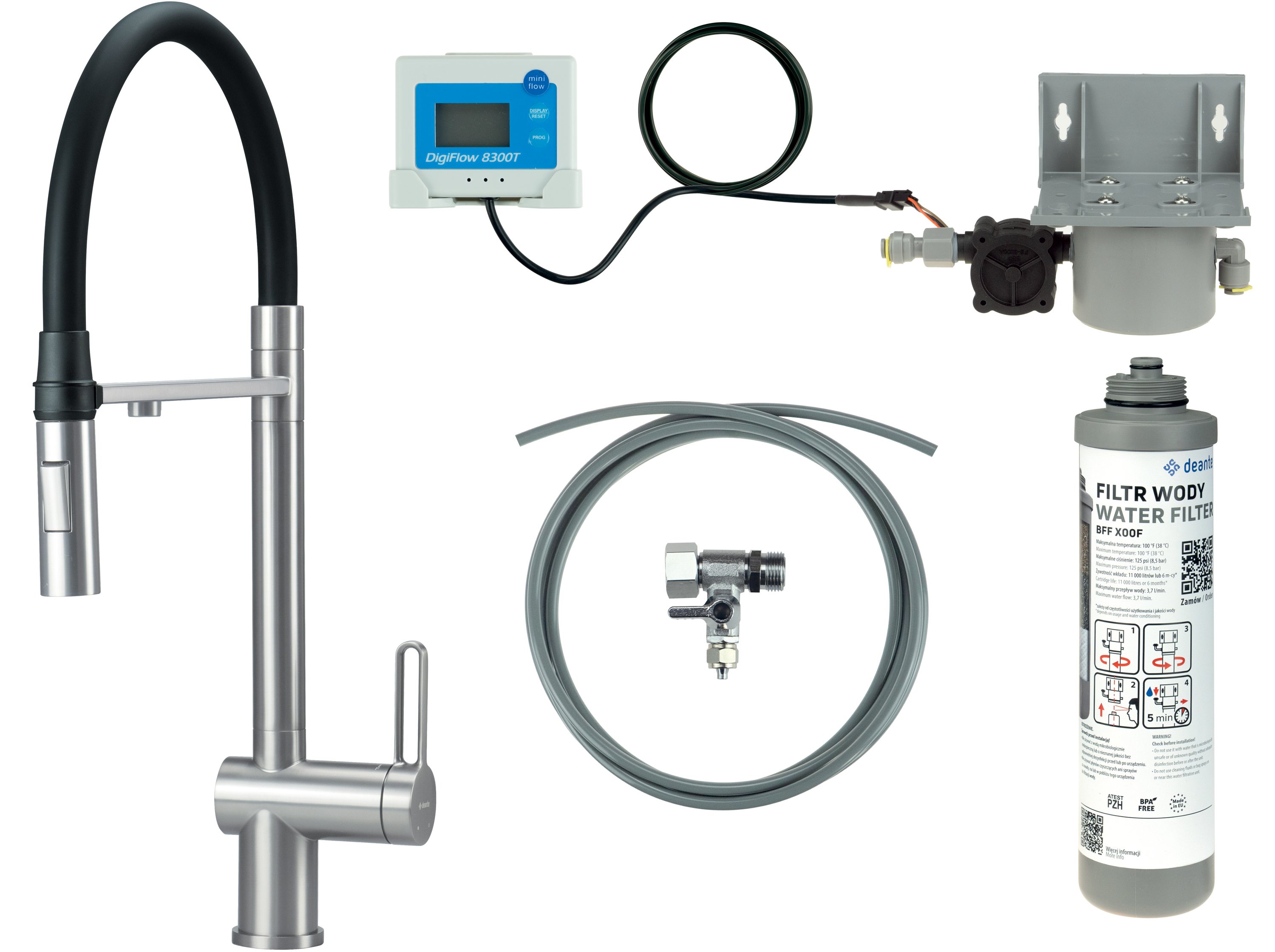 Deante Magnetic set starter cu baterie bucătărie pe picior oţel inoxidabil BRMFF75M
