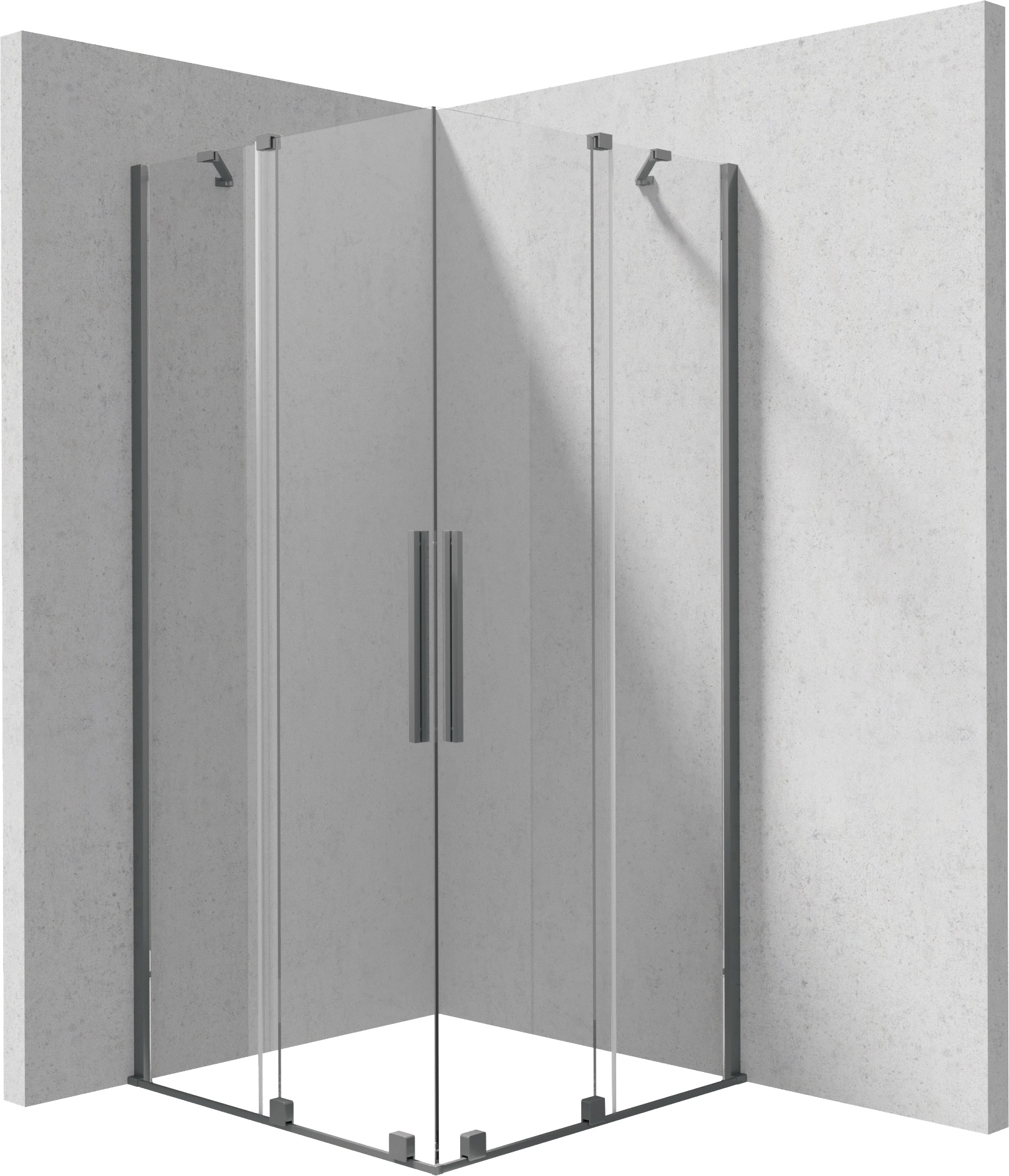 Deante Prizma cabină de duș 80x80 cm pătrat grafit periat/sticlă transparentă KPNDP08P08